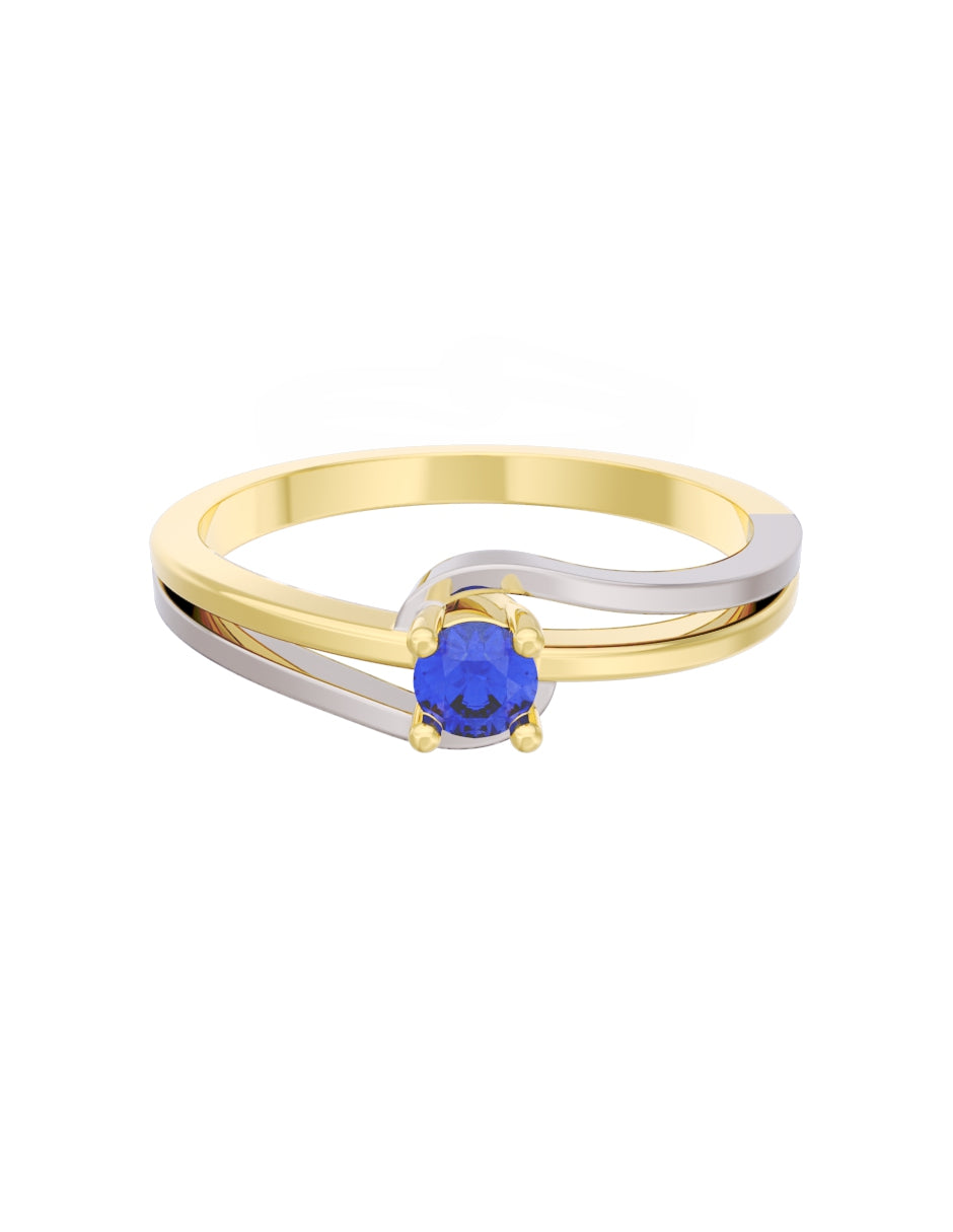 Anillo de Compromiso Eternidad de Oro 14k Zirconia Azul ZA8566