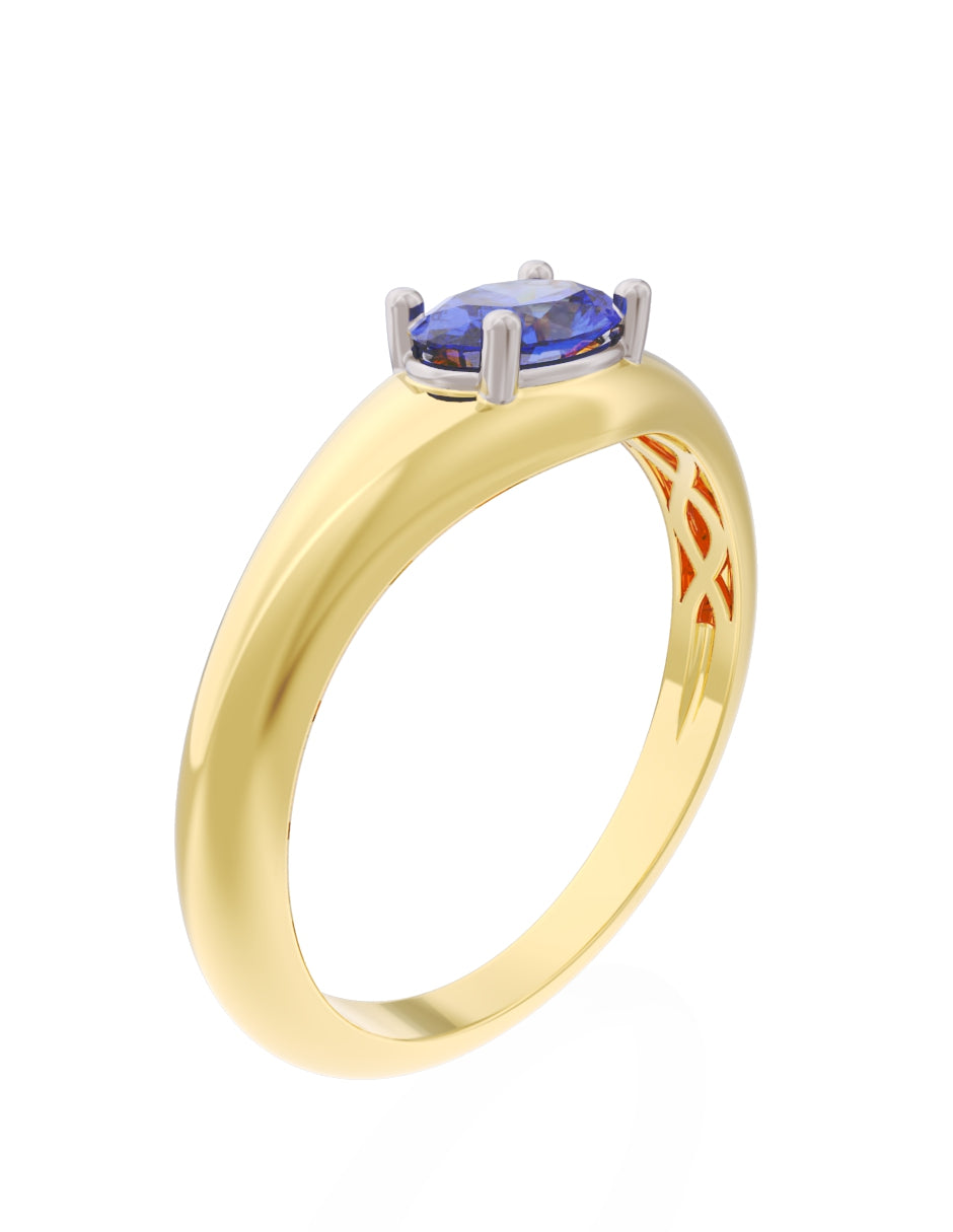 Anillo de Compromiso Eternidad de Oro 14k Zirconia Azul ZA8568-2