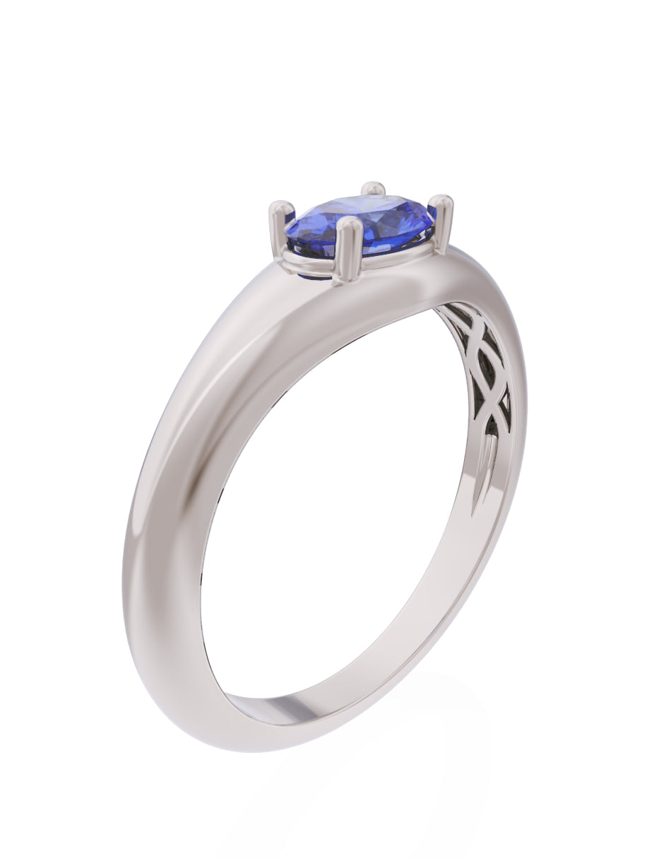 Anillo de Compromiso Eternidad de Oro 14k Zirconia Azul ZA8568-5