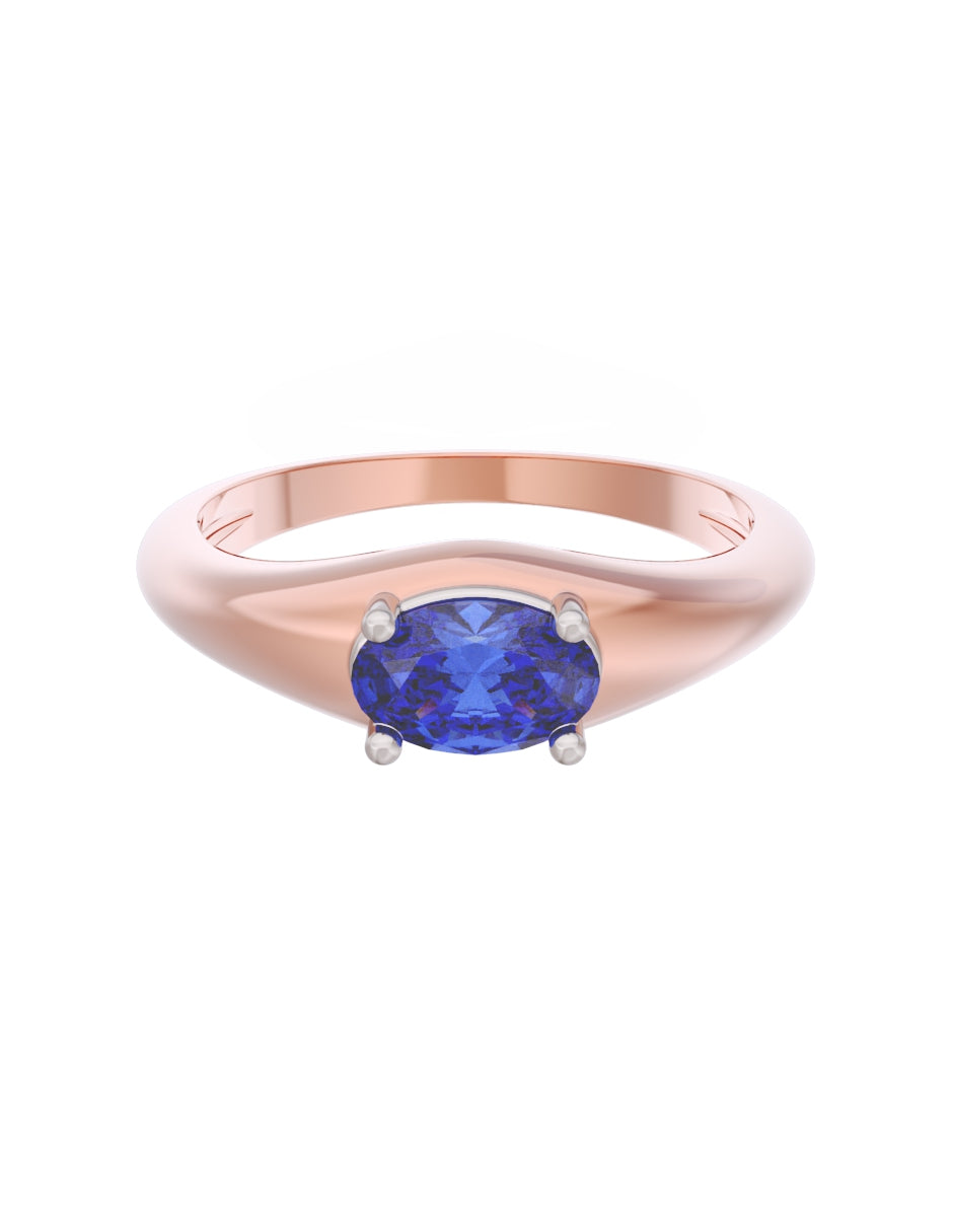 Anillo de Compromiso Eternidad de Oro 14k Zirconia Azul ZA8568-6