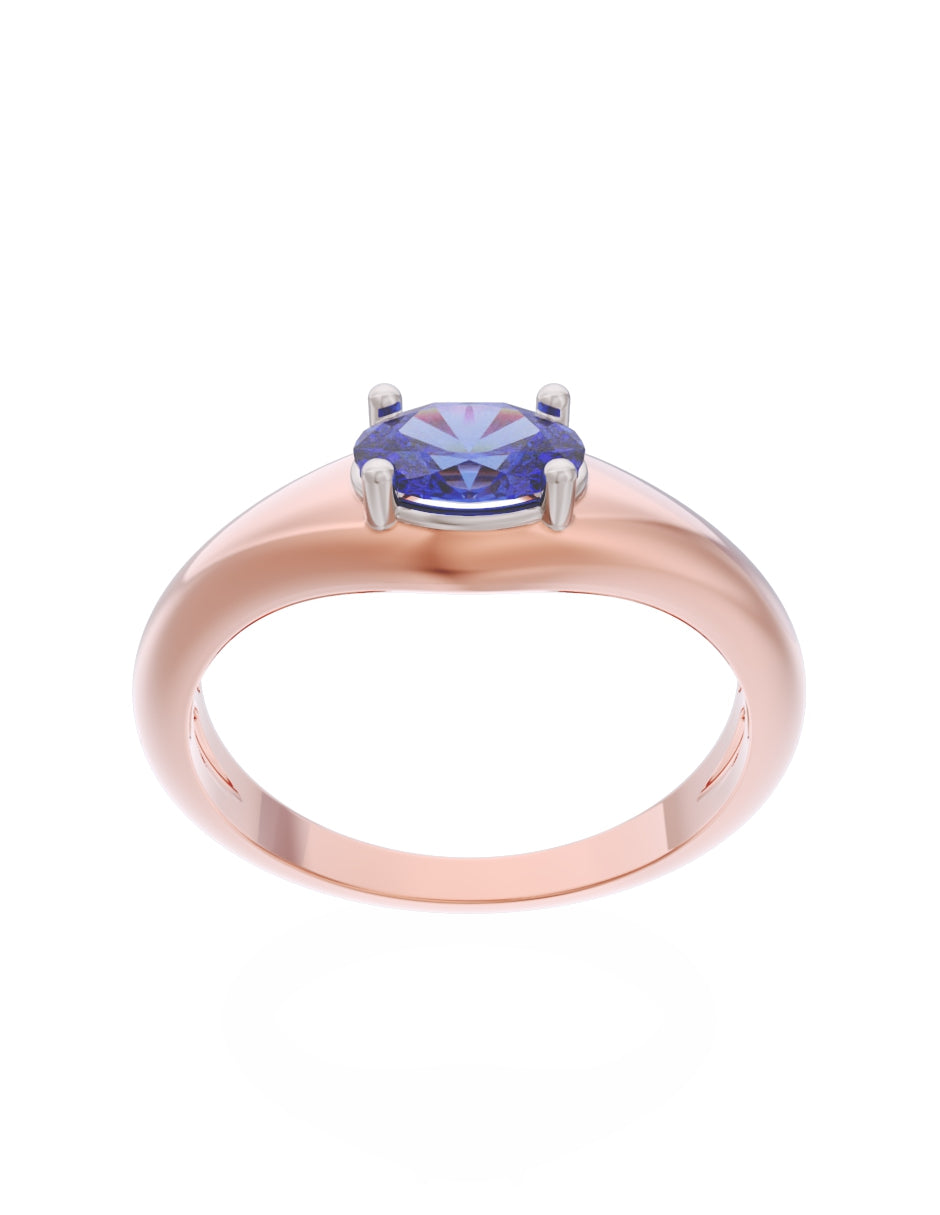 Anillo de Compromiso Eternidad de Oro 14k Zirconia Azul ZA8568-7