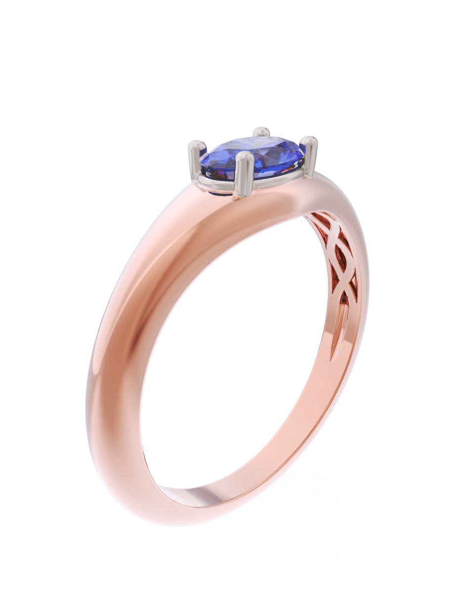 Anillo de Compromiso Eternidad de Oro 14k Zirconia Azul ZA8568-8