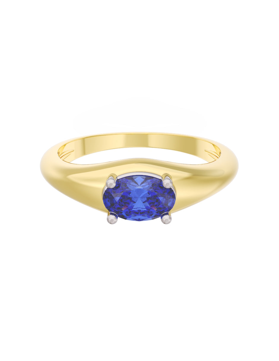 Anillo de Compromiso Eternidad de Oro 14k Zirconia Azul ZA8568