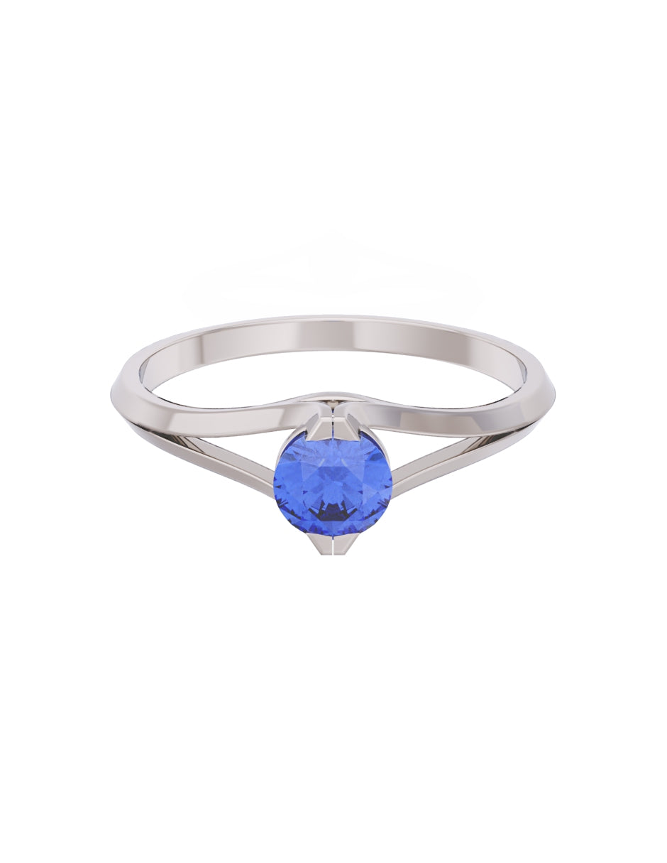 Anillo de Compromiso Eternidad de Oro 14k Zirconia Azul ZA8569-3