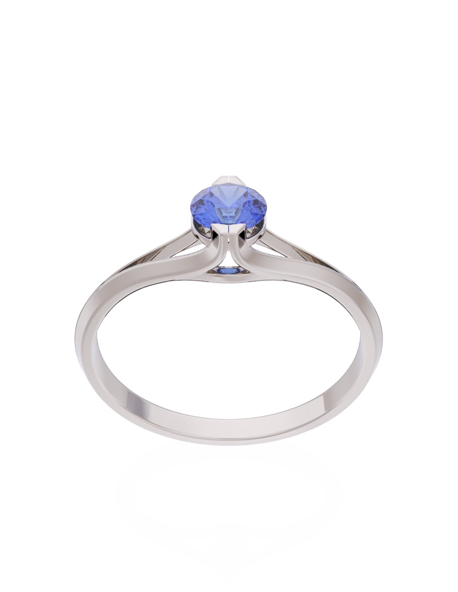 Anillo de Compromiso Eternidad de Oro 14k Zirconia Azul ZA8569-4