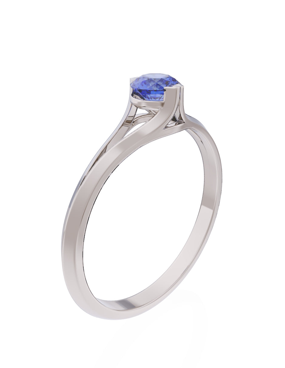 Anillo de Compromiso Eternidad de Oro 14k Zirconia Azul ZA8569-5