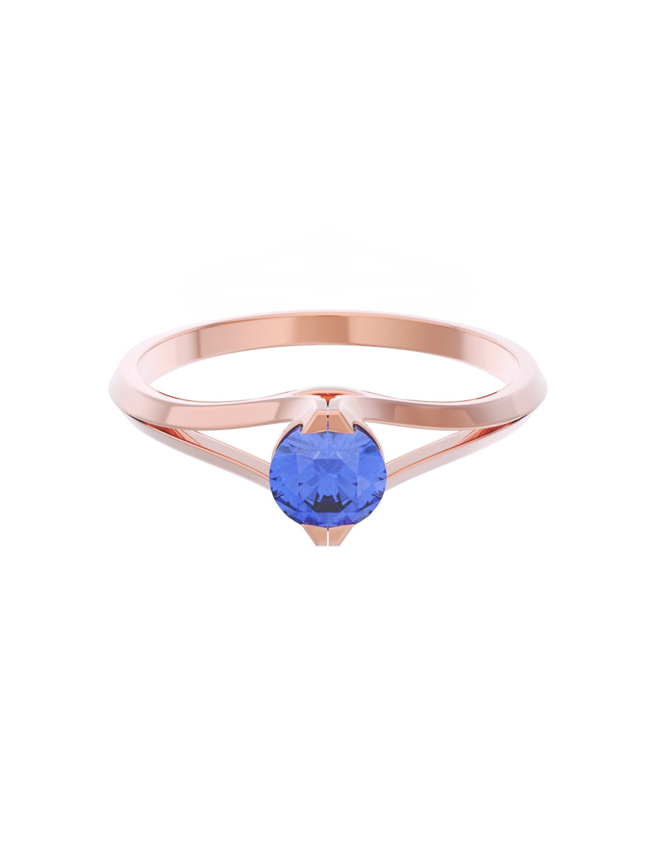 Anillo de Compromiso Eternidad de Oro 14k Zirconia Azul ZA8569-6