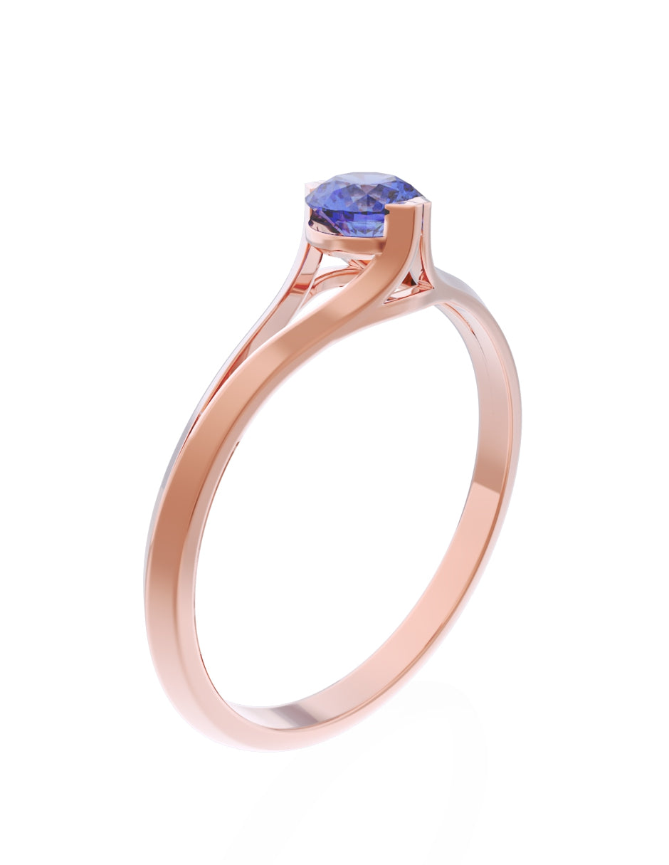 Anillo de Compromiso Eternidad de Oro 14k Zirconia Azul ZA8569-8