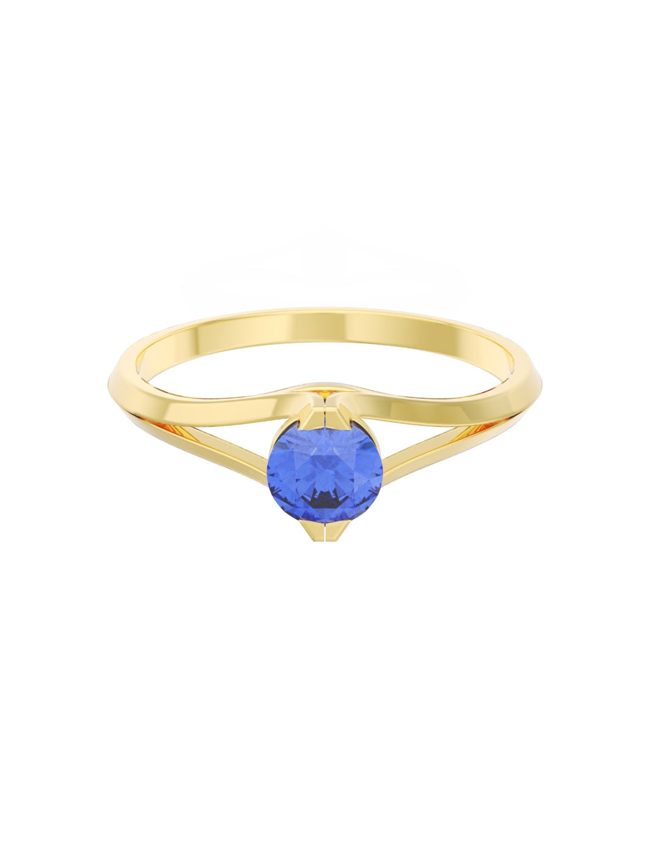 Anillo de Compromiso Eternidad de Oro 14k Zirconia Azul ZA8569
