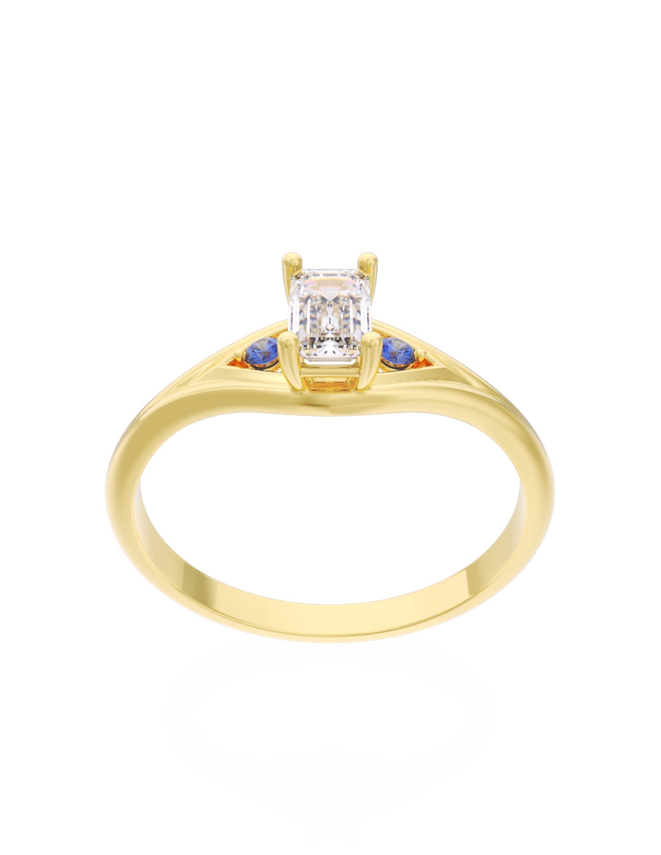 Anillo de Compromiso Eternidad de Oro 14k Zirconia Azul ZA8570-1
