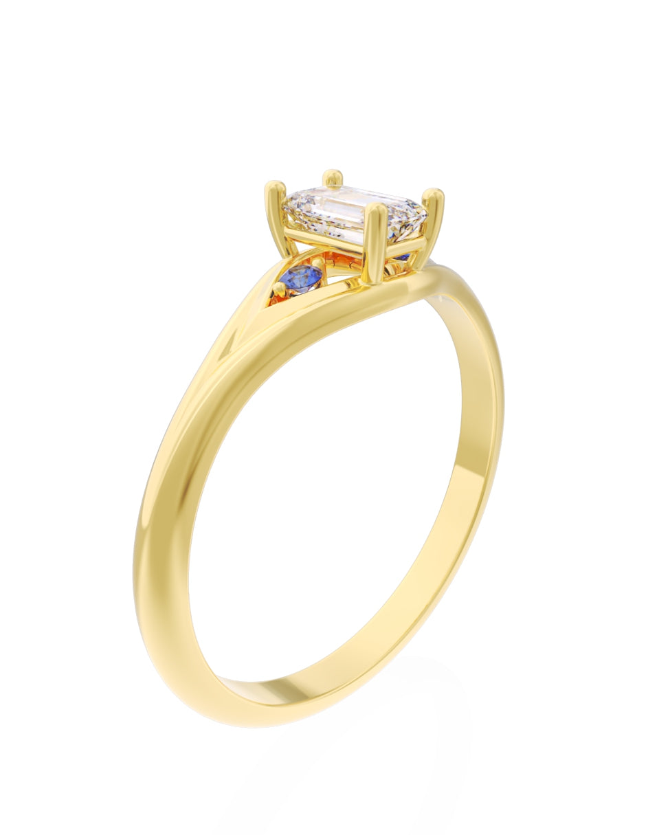 Anillo de Compromiso Eternidad de Oro 14k Zirconia Azul ZA8570-2