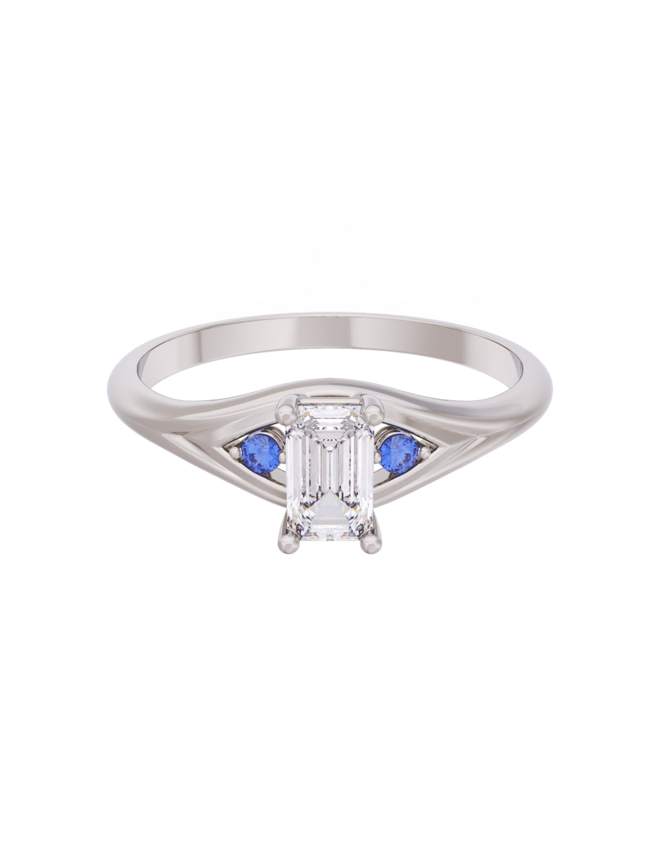 Anillo de Compromiso Eternidad de Oro 14k Zirconia Azul ZA8570-3