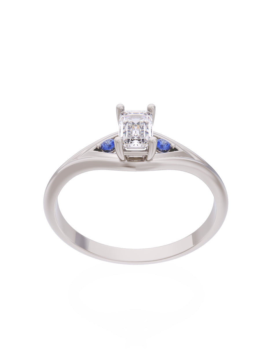 Anillo de Compromiso Eternidad de Oro 14k Zirconia Azul ZA8570-4