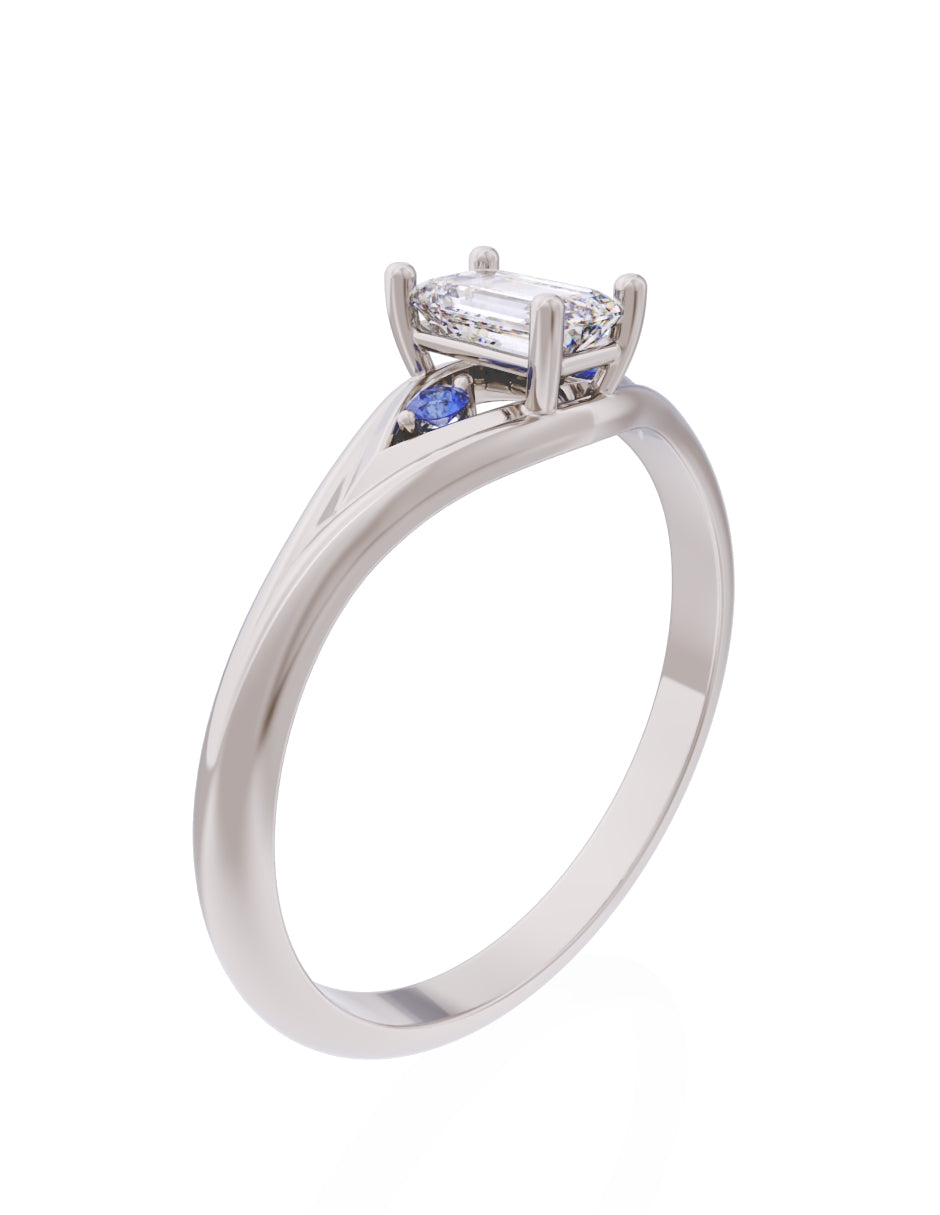 Anillo de Compromiso Eternidad de Oro 14k Zirconia Azul ZA8570-5
