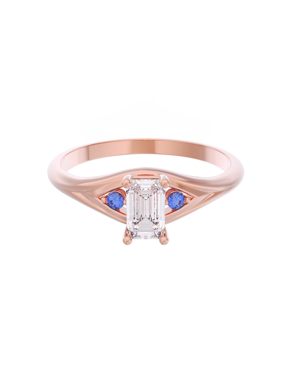 Anillo de Compromiso Eternidad de Oro 14k Zirconia Azul ZA8570-6