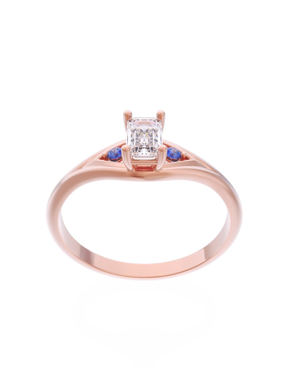 Anillo de Compromiso Eternidad de Oro 14k Zirconia Azul ZA8570-7