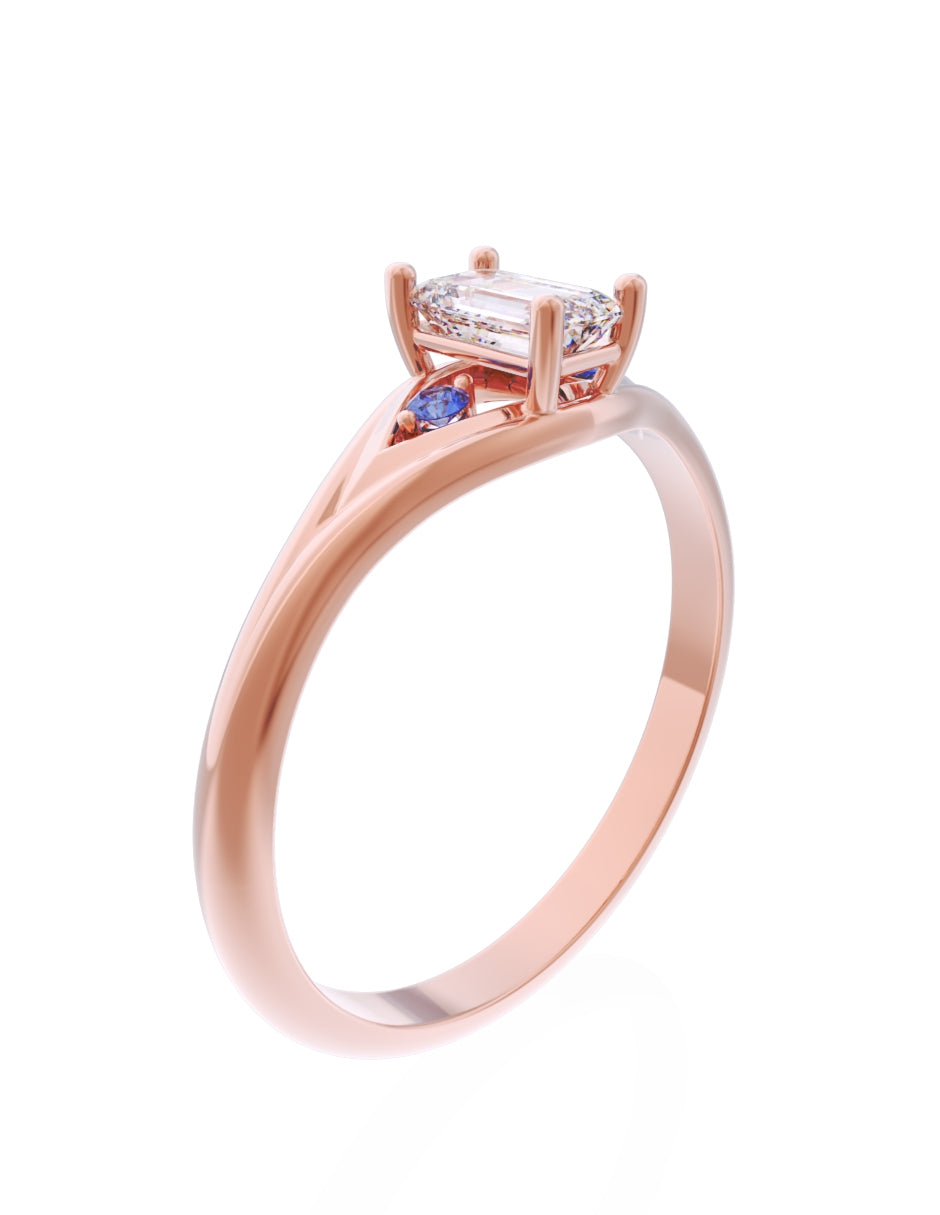 Anillo de Compromiso Eternidad de Oro 14k Zirconia Azul ZA8570-8