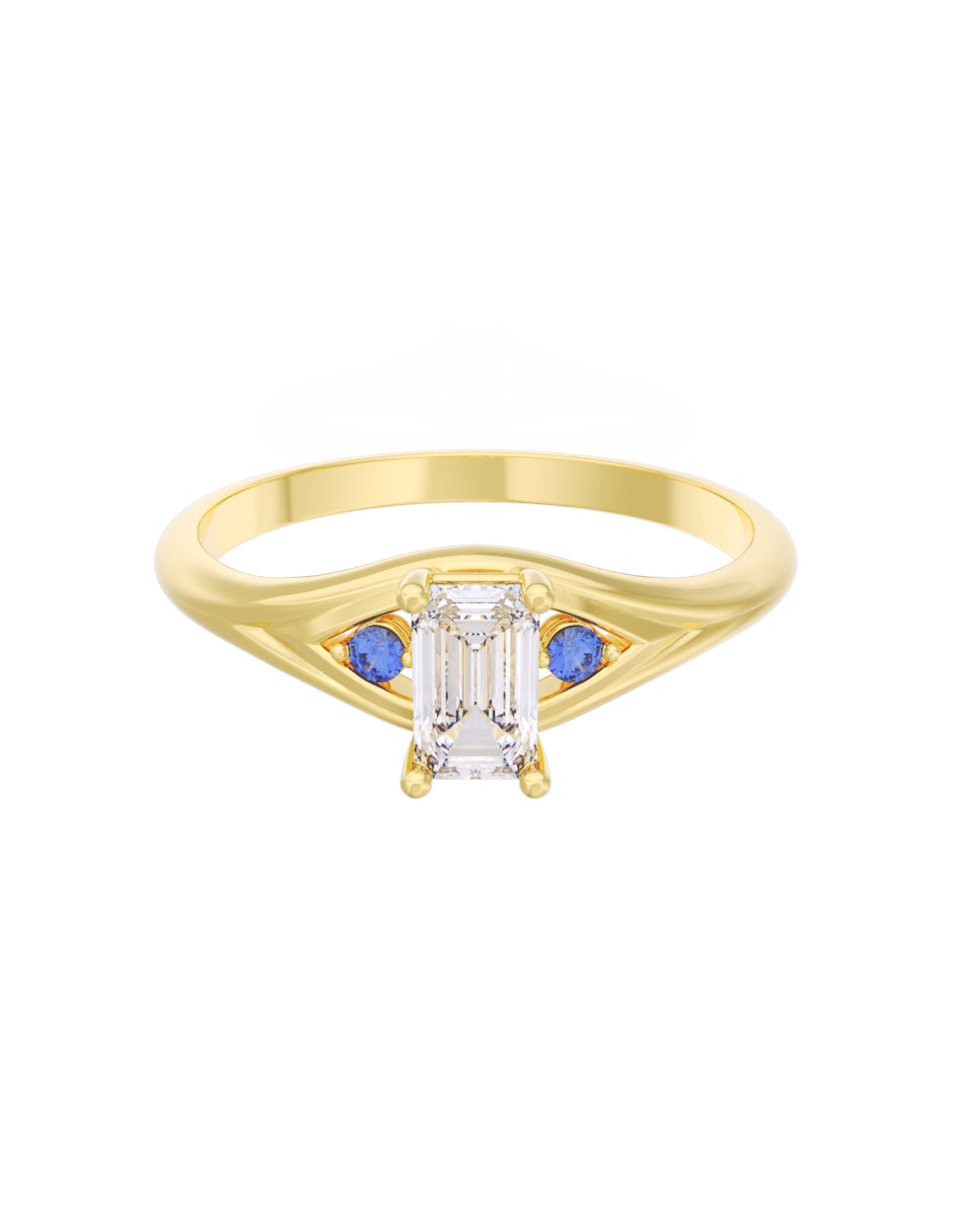 Anillo de Compromiso Eternidad de Oro 14k Zirconia Azul ZA8570