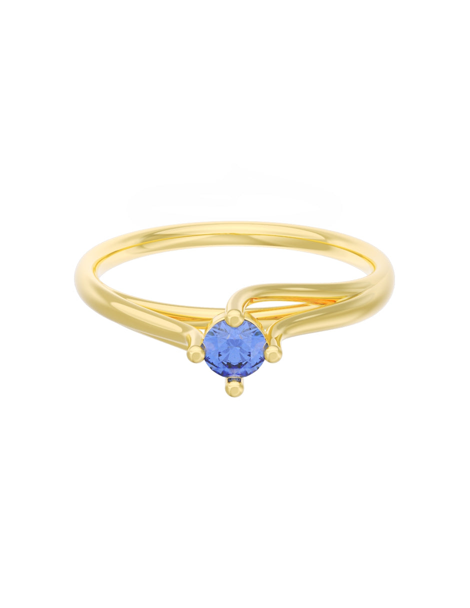 Anillo de Compromiso Eternidad de Oro 14k Zirconia Azul ZA8571
