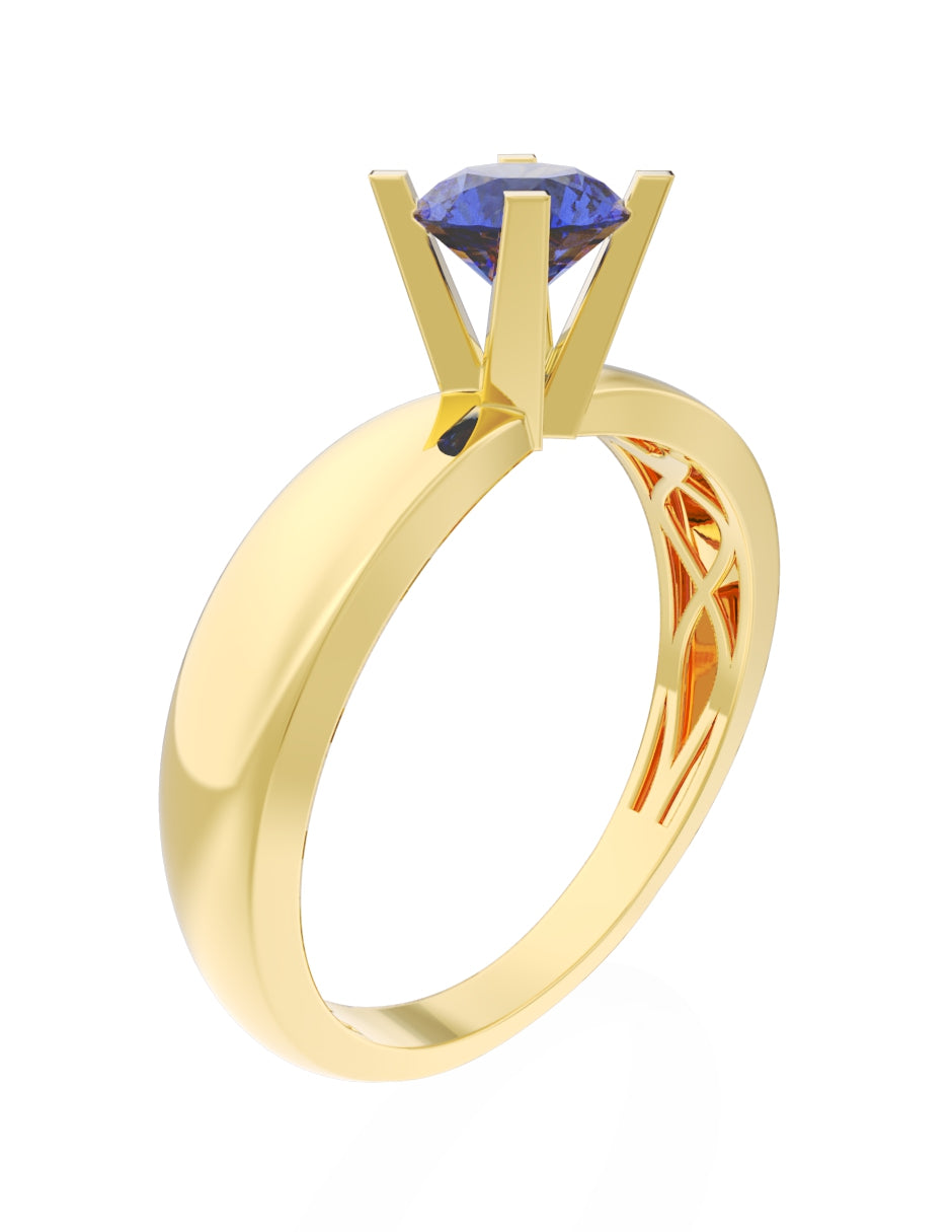 Anillo de Compromiso Eternidad de Oro 14k Zirconia Azul ZA8574-2