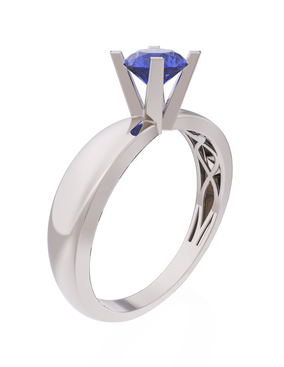 Anillo de Compromiso Eternidad de Oro 14k Zirconia Azul ZA8574-5