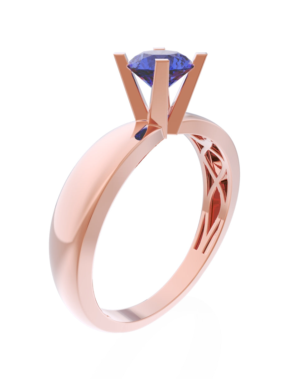 Anillo de Compromiso Eternidad de Oro 14k Zirconia Azul ZA8574-8