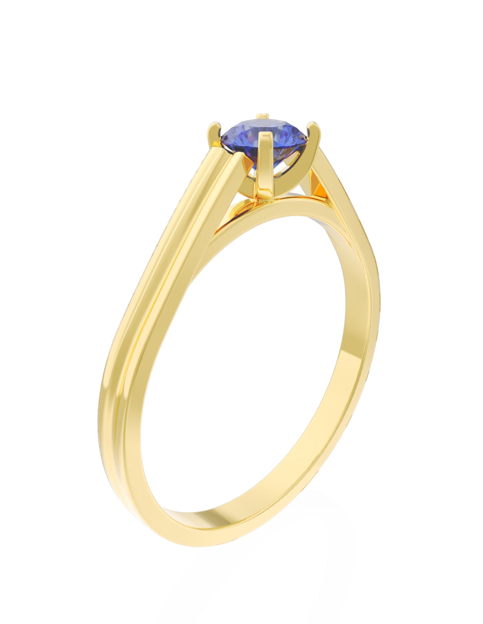 Anillo de Compromiso Eternidad de Oro 14k Zirconia Azul ZA8576-2