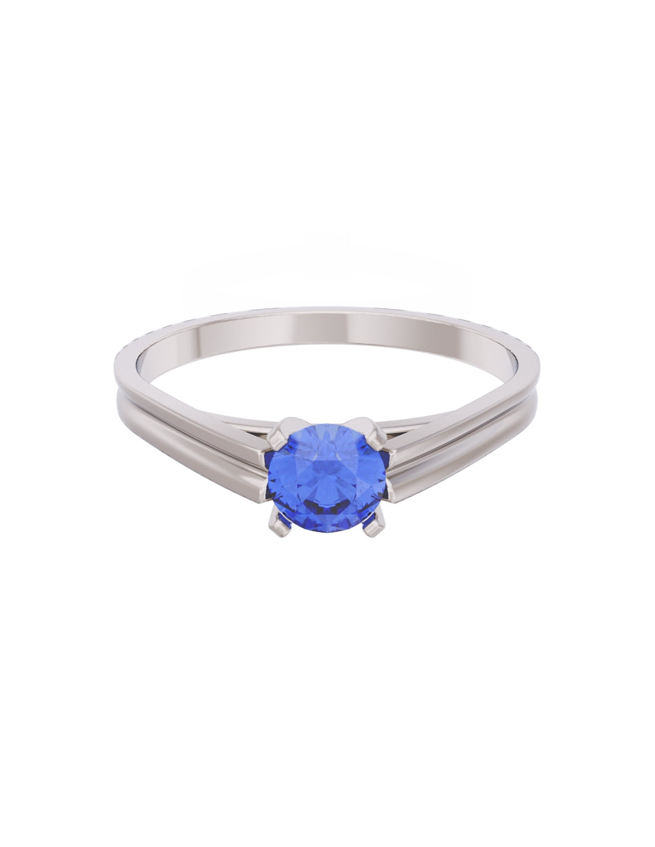 Anillo de Compromiso Eternidad de Oro 14k Zirconia Azul ZA8576-3