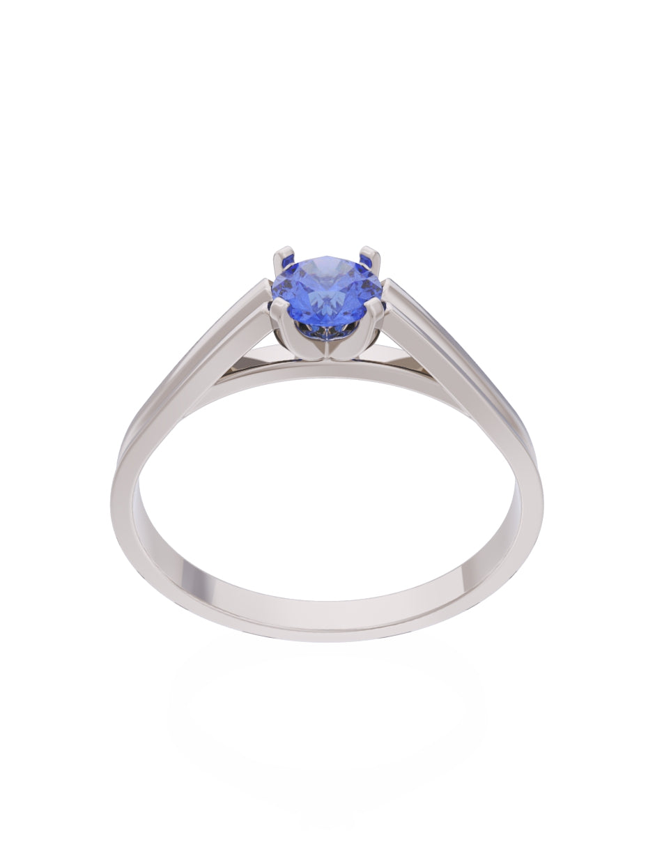 Anillo de Compromiso Eternidad de Oro 14k Zirconia Azul ZA8576-4