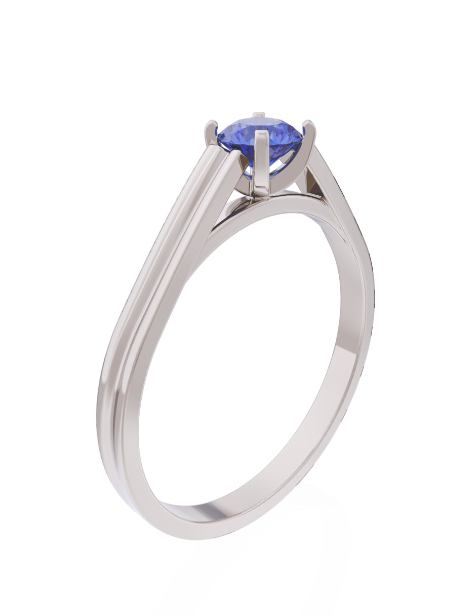 Anillo de Compromiso Eternidad de Oro 14k Zirconia Azul ZA8576-5