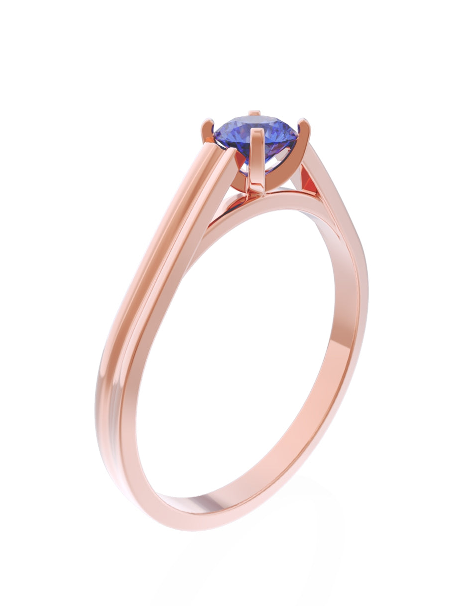 Anillo de Compromiso Eternidad de Oro 14k Zirconia Azul ZA8576-8