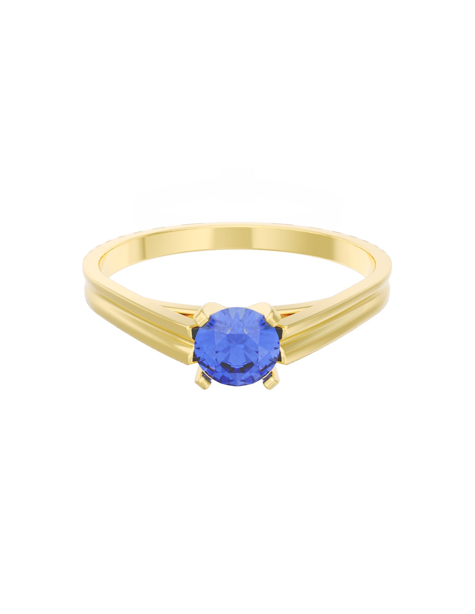 Anillo de Compromiso Eternidad de Oro 14k Zirconia Azul ZA8576