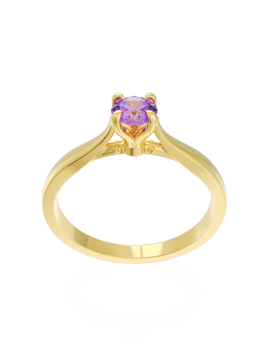 Anillo de Compromiso Eternidad de Oro 14k Zirconia Morada ZM8542-1