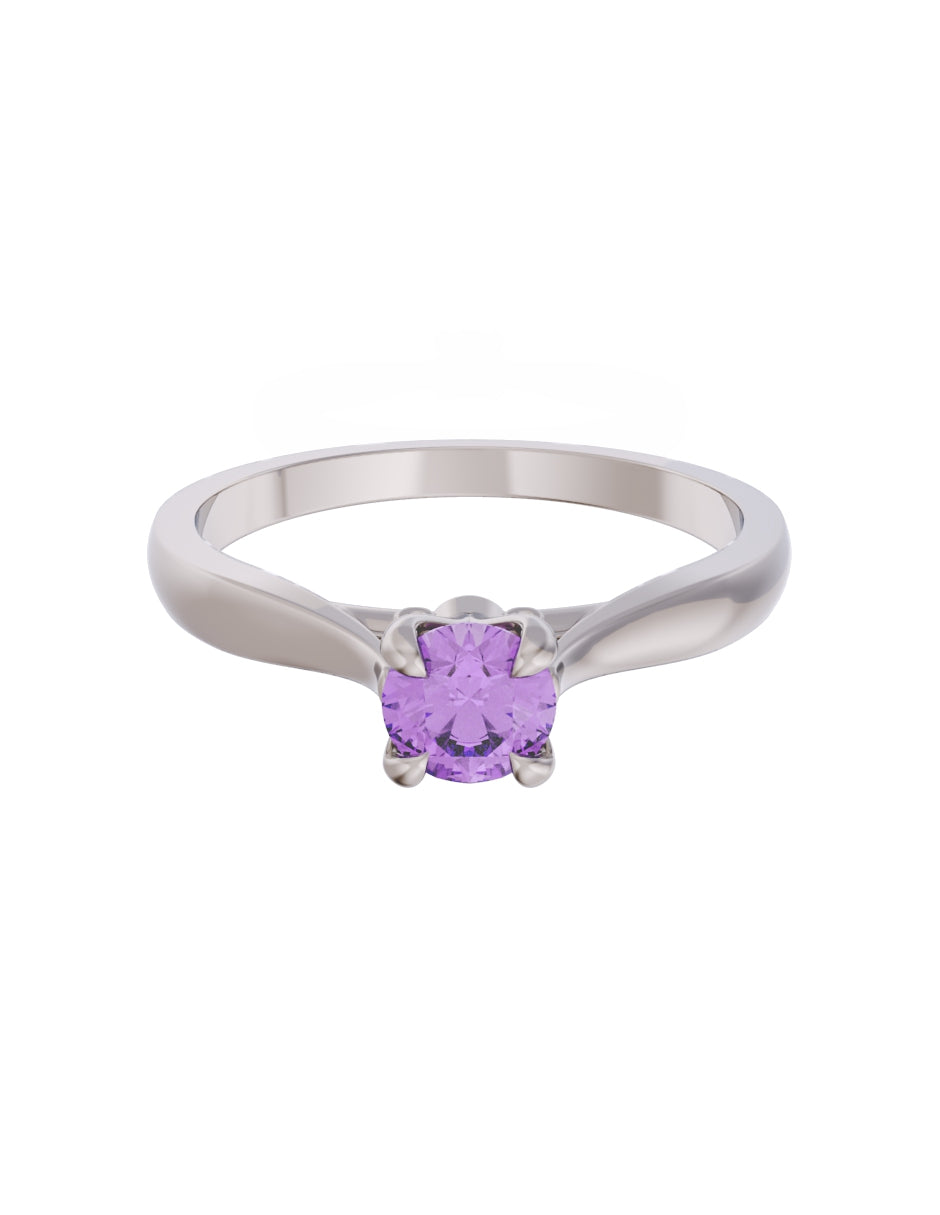 Anillo de Compromiso Eternidad de Oro 14k Zirconia Morada ZM8542-3