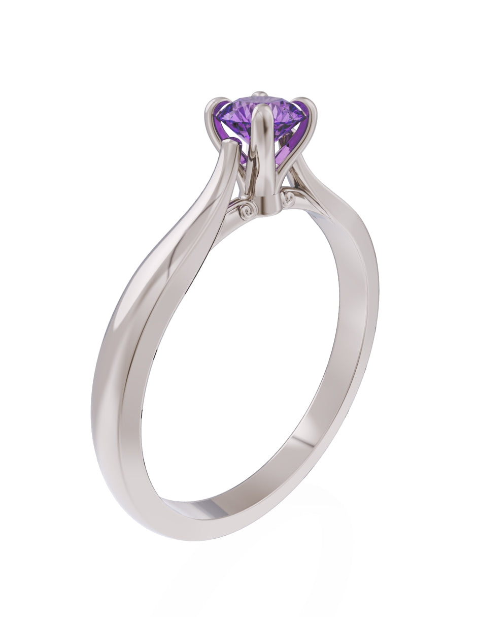Anillo de Compromiso Eternidad de Oro 14k Zirconia Morada ZM8542-5