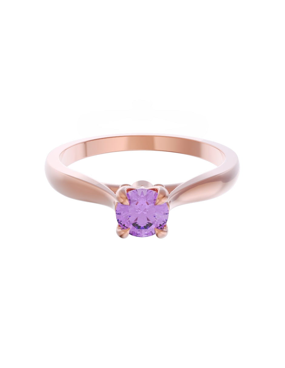 Anillo de Compromiso Eternidad de Oro 14k Zirconia Morada ZM8542-6