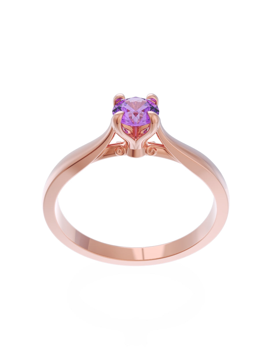 Anillo de Compromiso Eternidad de Oro 14k Zirconia Morada ZM85427