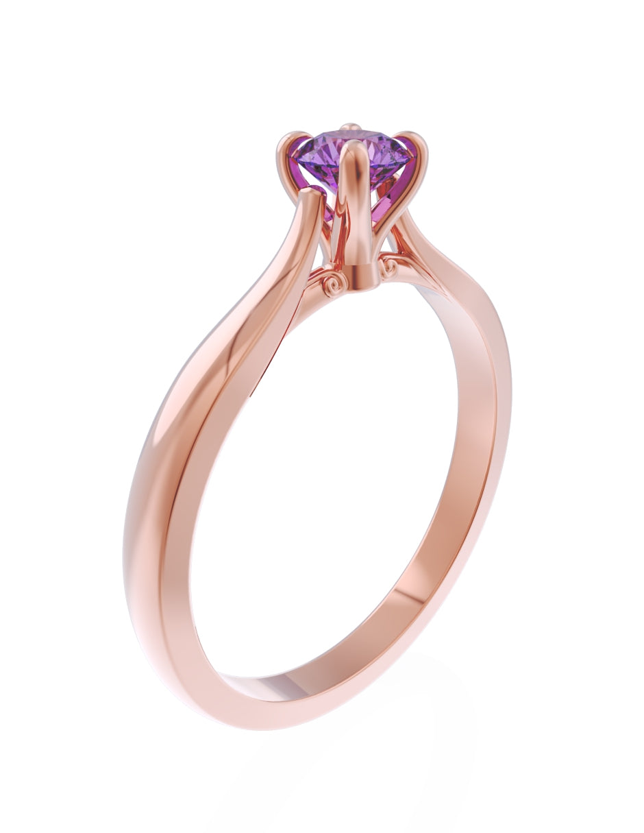Anillo de Compromiso Eternidad de Oro 14k Zirconia Morada ZM85428