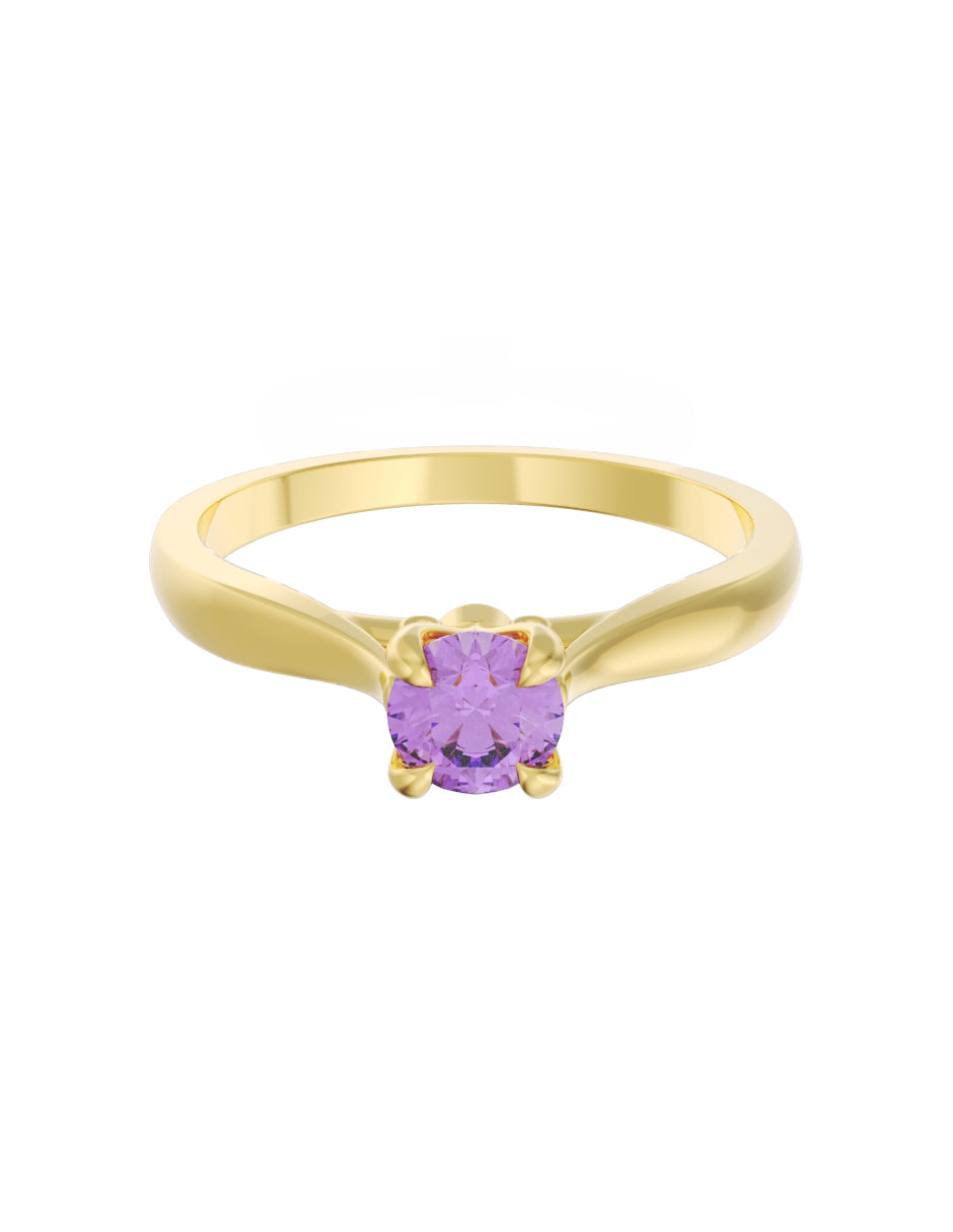 Anillo de Compromiso Eternidad de Oro 14k Zirconia Morada ZM8542