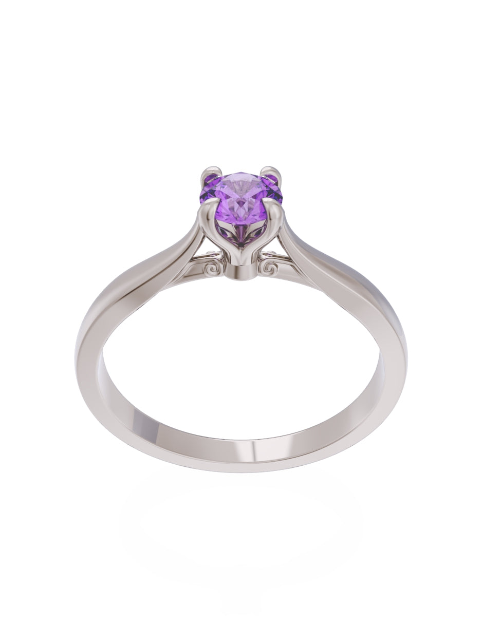 Anillo de Compromiso Eternidad de Oro 14k Zirconia Morada ZM8542-4