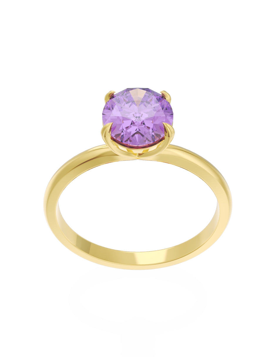 Anillo de Compromiso Eternidad de Oro 14k Zirconia Morada ZM8543-1