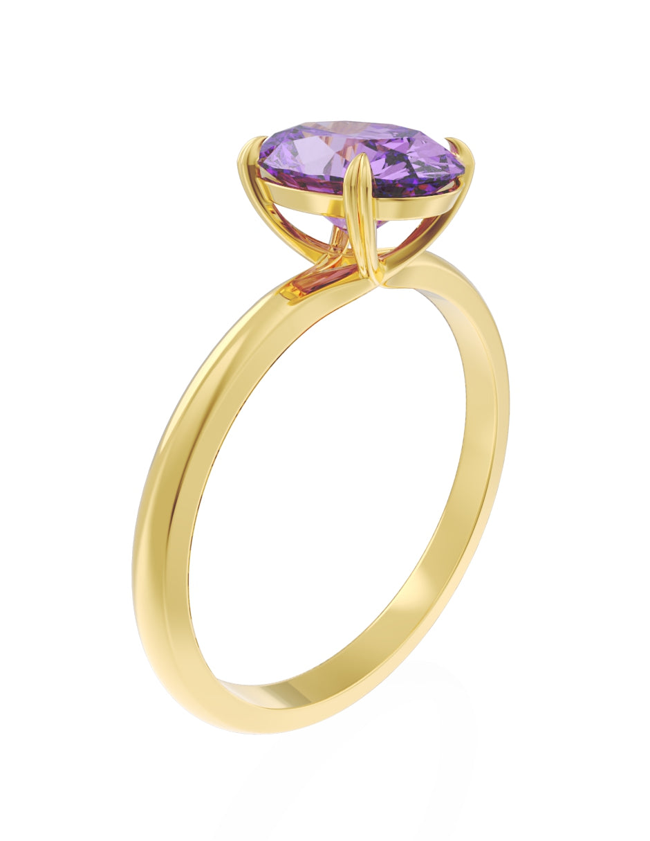 Anillo de Compromiso Eternidad de Oro 14k Zirconia Morada ZM8543-2