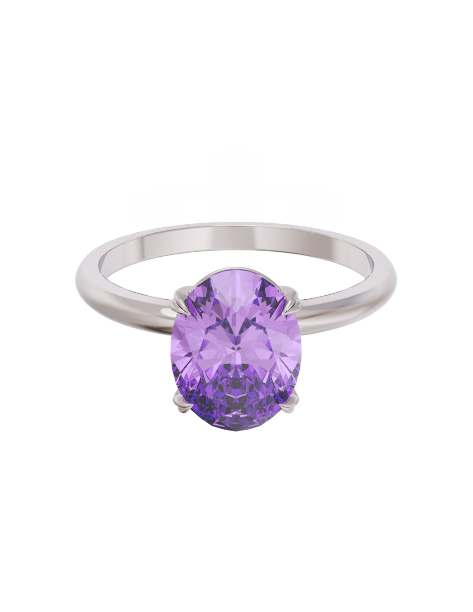 Anillo de Compromiso Eternidad de Oro 14k Zirconia Morada ZM8543-3