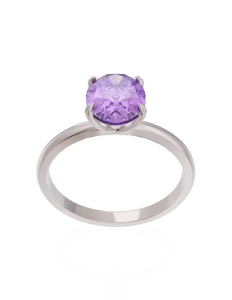 Anillo de Compromiso Eternidad de Oro 14k Zirconia Morada ZM8543-4