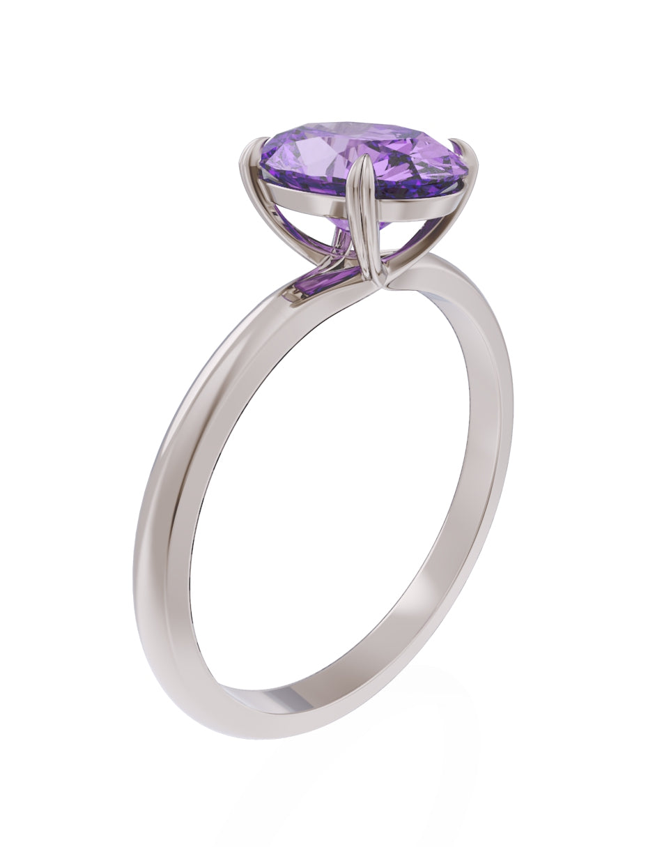 Anillo de Compromiso Eternidad de Oro 14k Zirconia Morada ZM8543-5