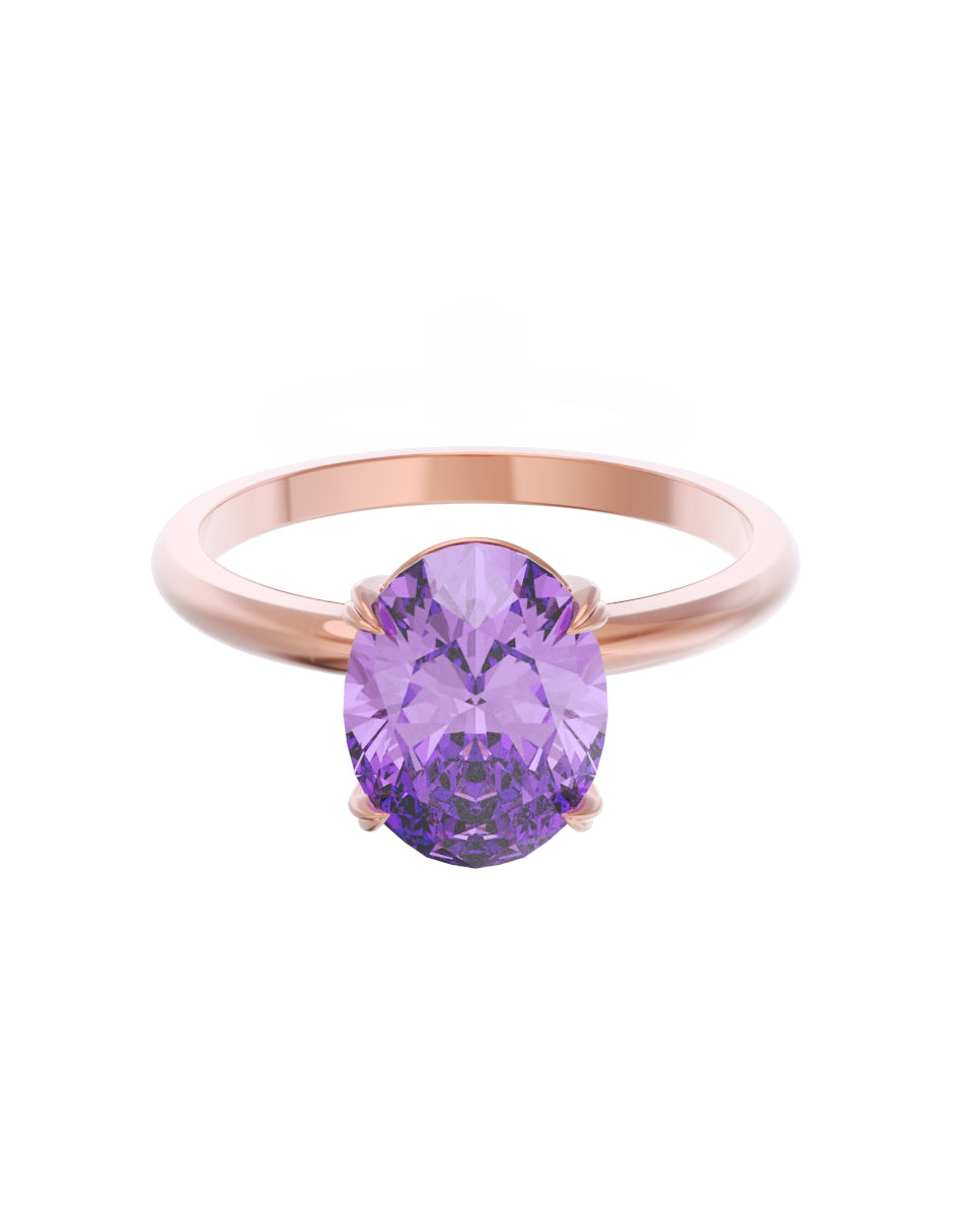Anillo de Compromiso Eternidad de Oro 14k Zirconia Morada ZM8543-6