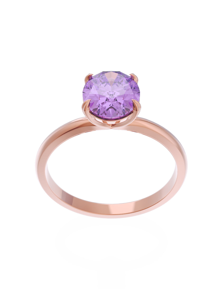 Anillo de Compromiso Eternidad de Oro 14k Zirconia Morada ZM8543-7