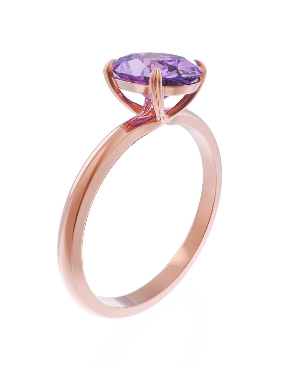 Anillo de Compromiso Eternidad de Oro 14k Zirconia Morada ZM8543-8