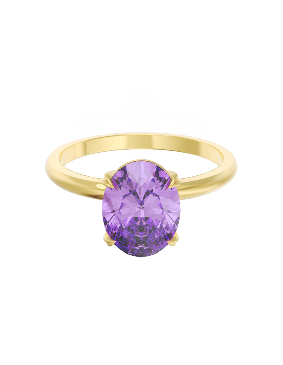 Anillo de Compromiso Eternidad de Oro 14k Zirconia Morada ZM8543