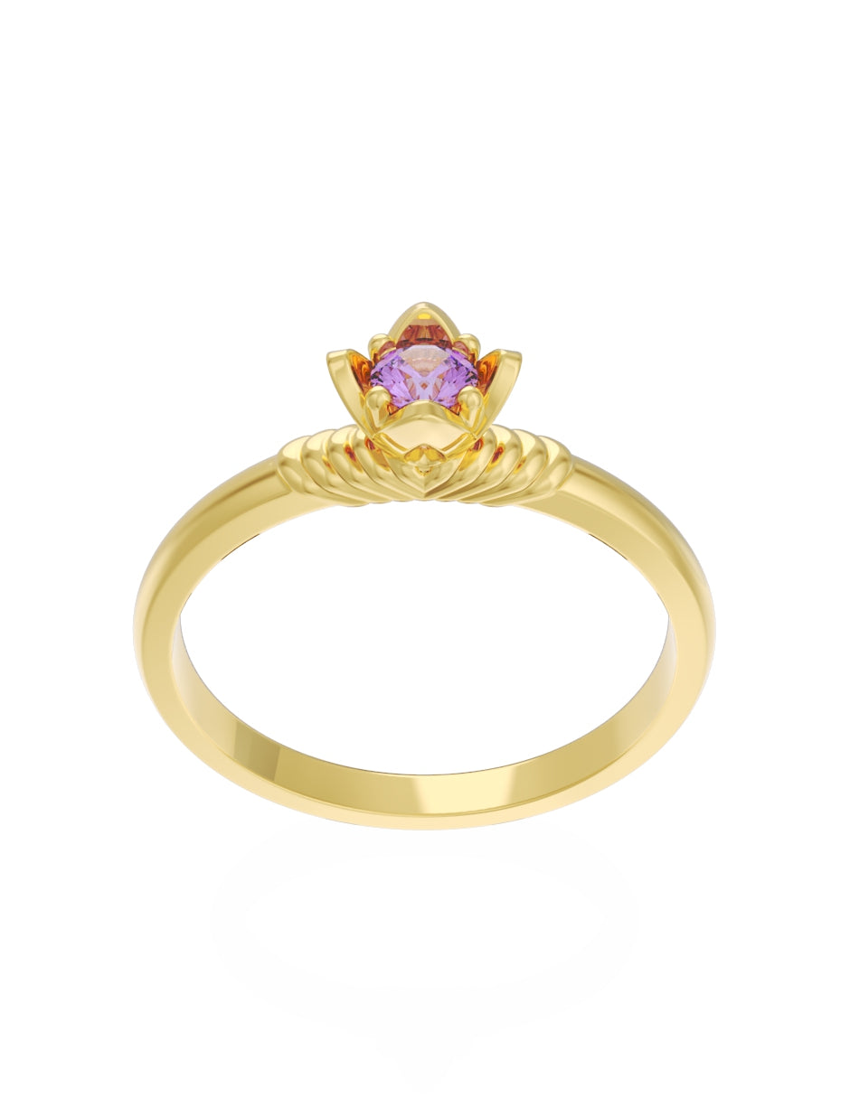 Anillo de Compromiso Eternidad de Oro 14k Zirconia Morada ZM8552-1